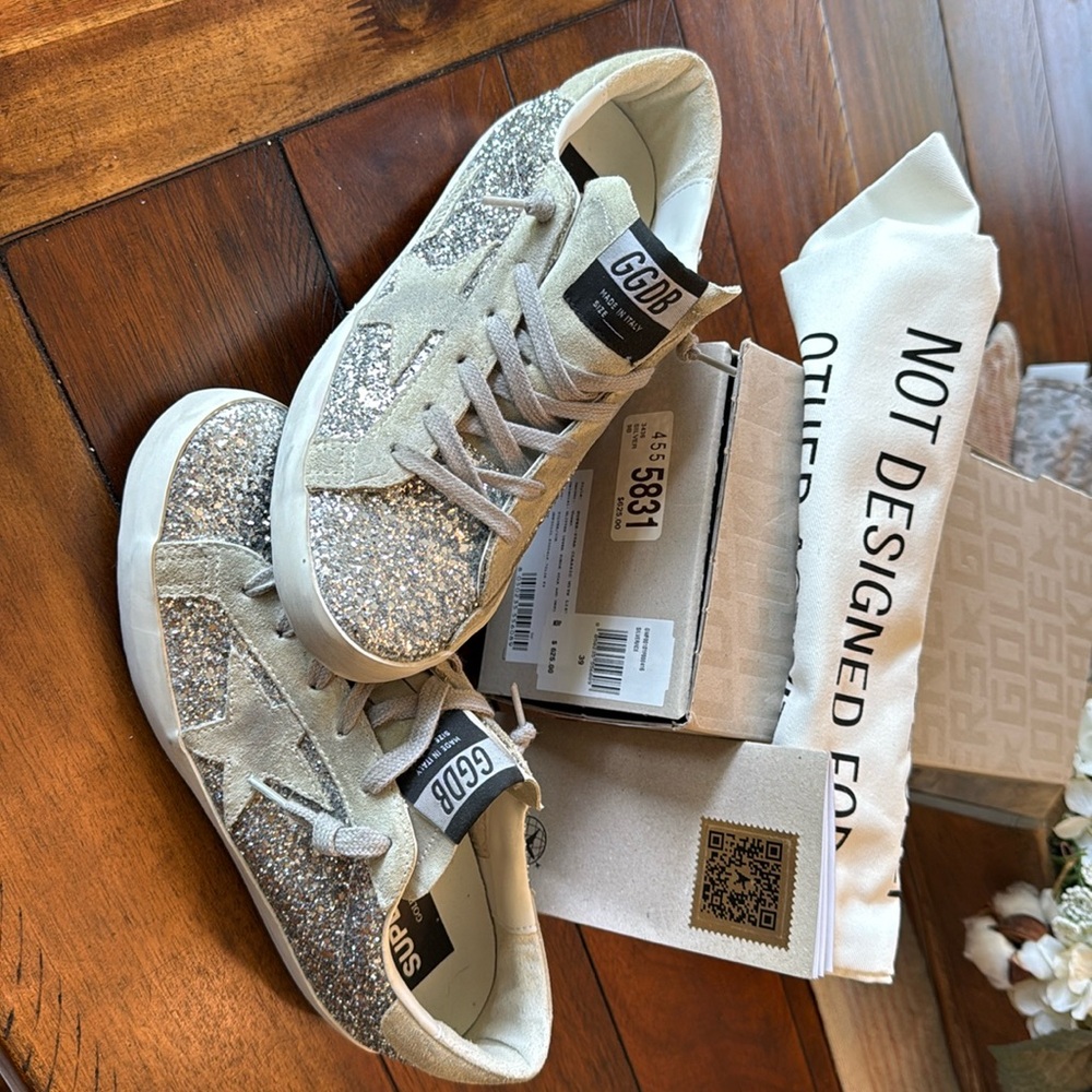 Golden Goose Super-Star Silver Glitter